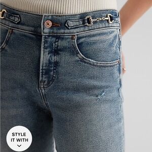 Express mid rise light wash horsebit skinny jeans